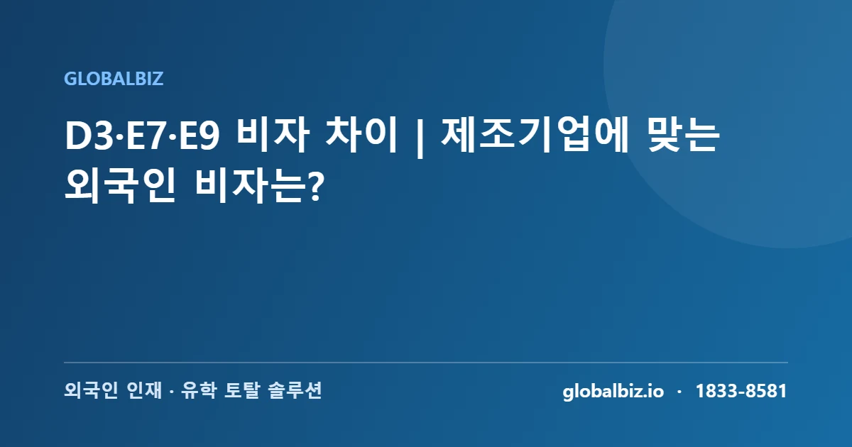 Read more about the article D3·E7·E9 비자 차이｜제조기업에 맞는 외국인 비자는?